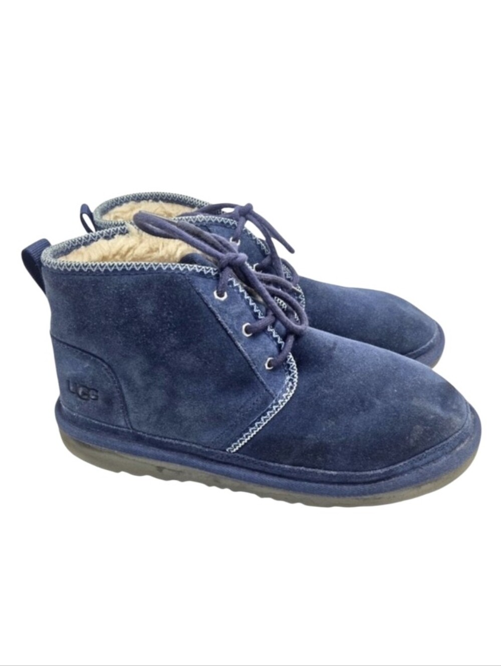 UGG Neumel Chukka Boots Women's Size 7 Blue Suede Ankle Lace Up Shearling‎